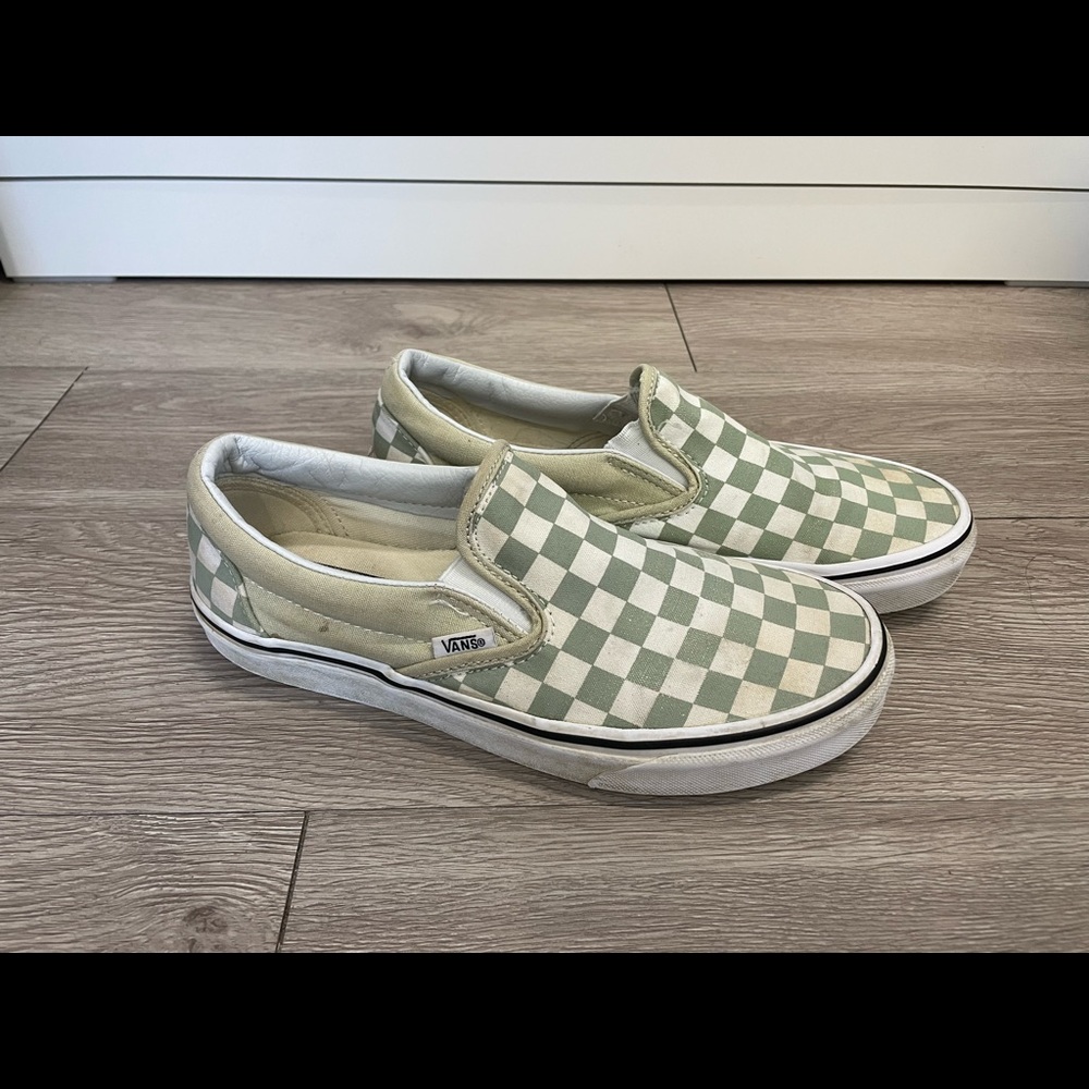 VANS, light green checkered, size 8